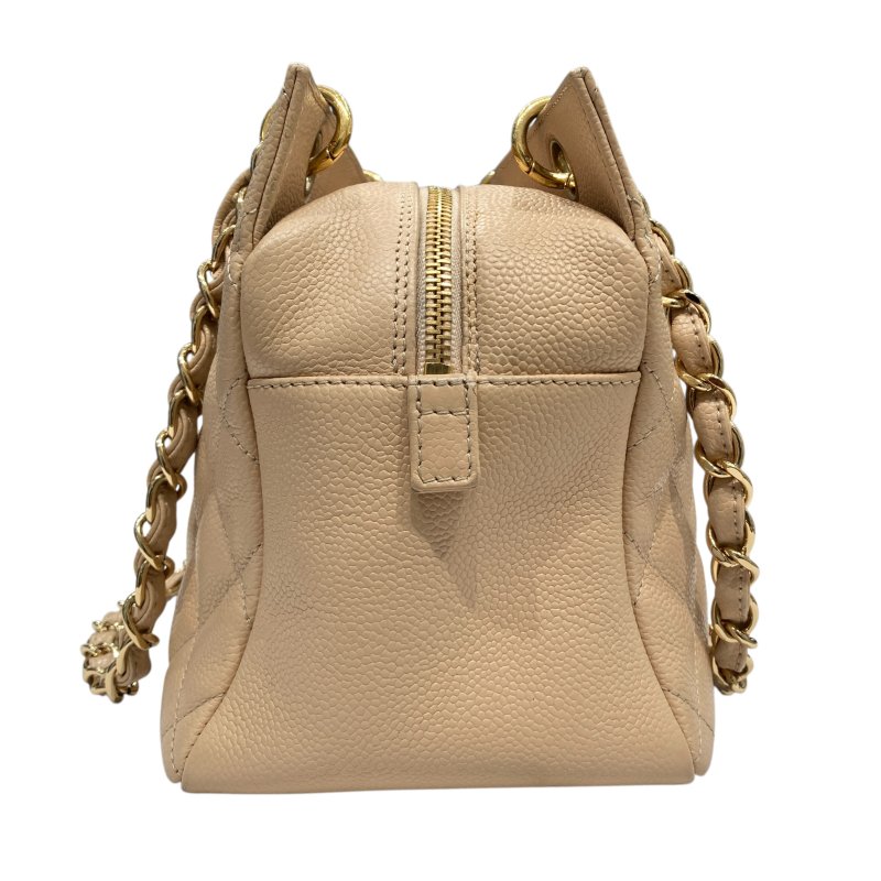 CHANEL 香奈兒 Petite Timeless Tote PPT 荔枝牛皮 托特包 奶茶色 金釦-4