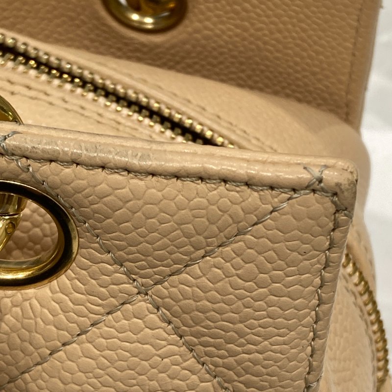 CHANEL 香奈兒 Petite Timeless Tote PPT 荔枝牛皮 托特包 奶茶色 金釦-10