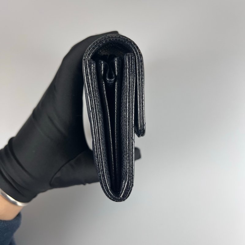 CHANEL CF菱格紋信封長夾黑 21開-3