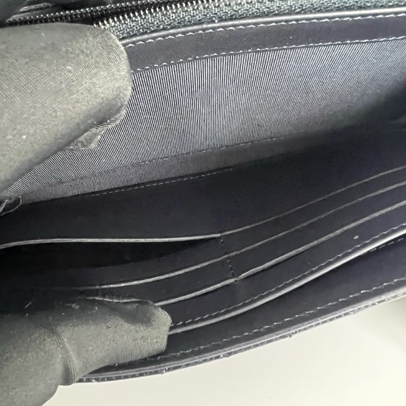 CHANEL CF菱格紋信封長夾黑 21開-5