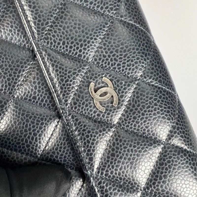 CHANEL CF菱格紋信封長夾黑 21開-7
