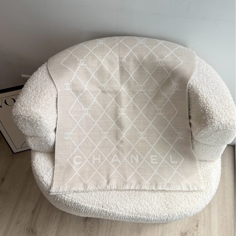 Chanel 26P 米色菱格紋圍巾-4
