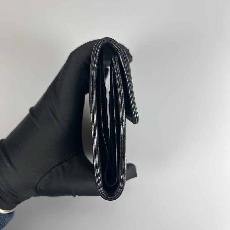 CHANEL BOY荔枝三折短夾 黑金 23開-3