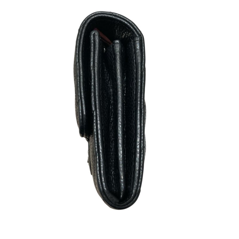 CHANEL 香奈兒 荔枝牛皮 三折 山形紋 中夾 黑銀-3