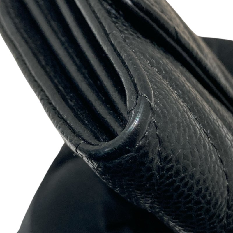 CHANEL 香奈兒 荔枝牛皮 三折 山形紋 中夾 黑銀-7