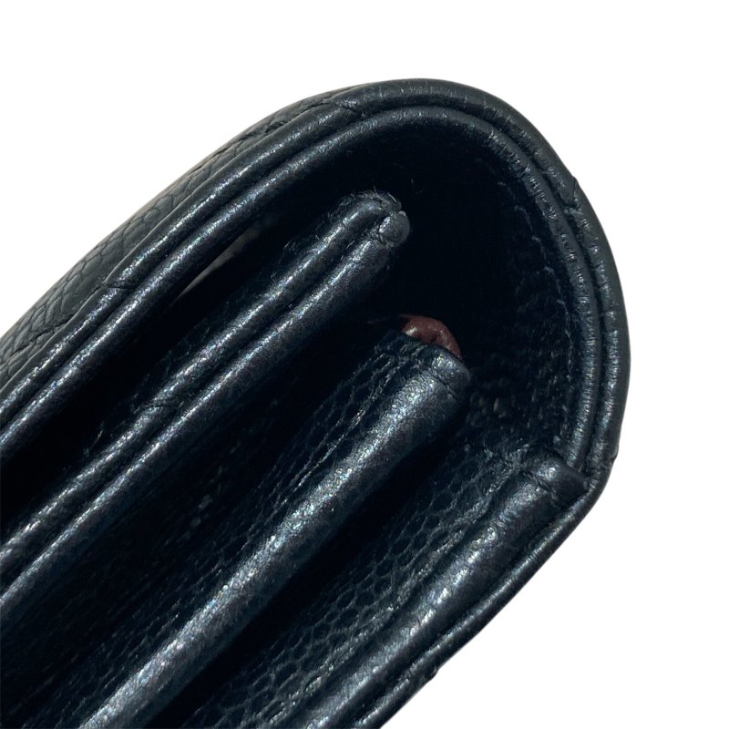 CHANEL 香奈兒 荔枝牛皮 三折 山形紋 中夾 黑銀-8