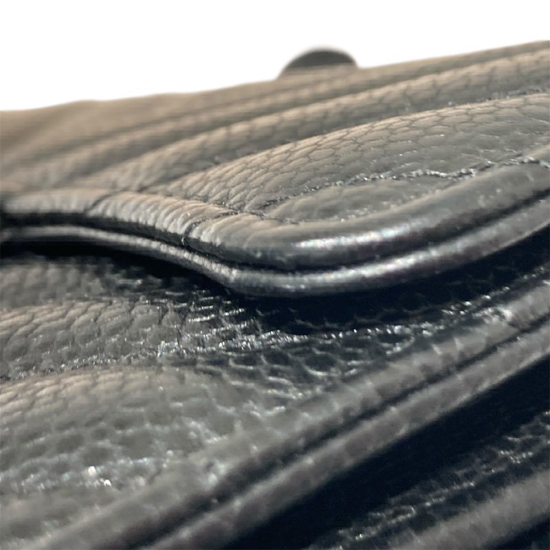 CHANEL 香奈兒 荔枝牛皮 三折 山形紋 中夾 黑銀-10