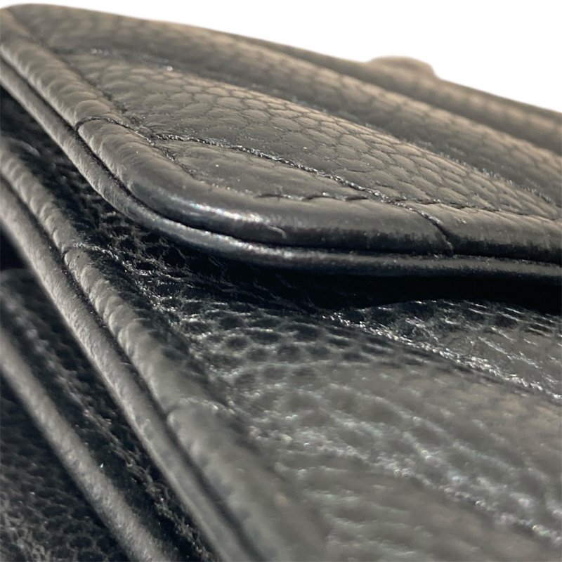 CHANEL 香奈兒 荔枝牛皮 三折 山形紋 中夾 黑銀-11