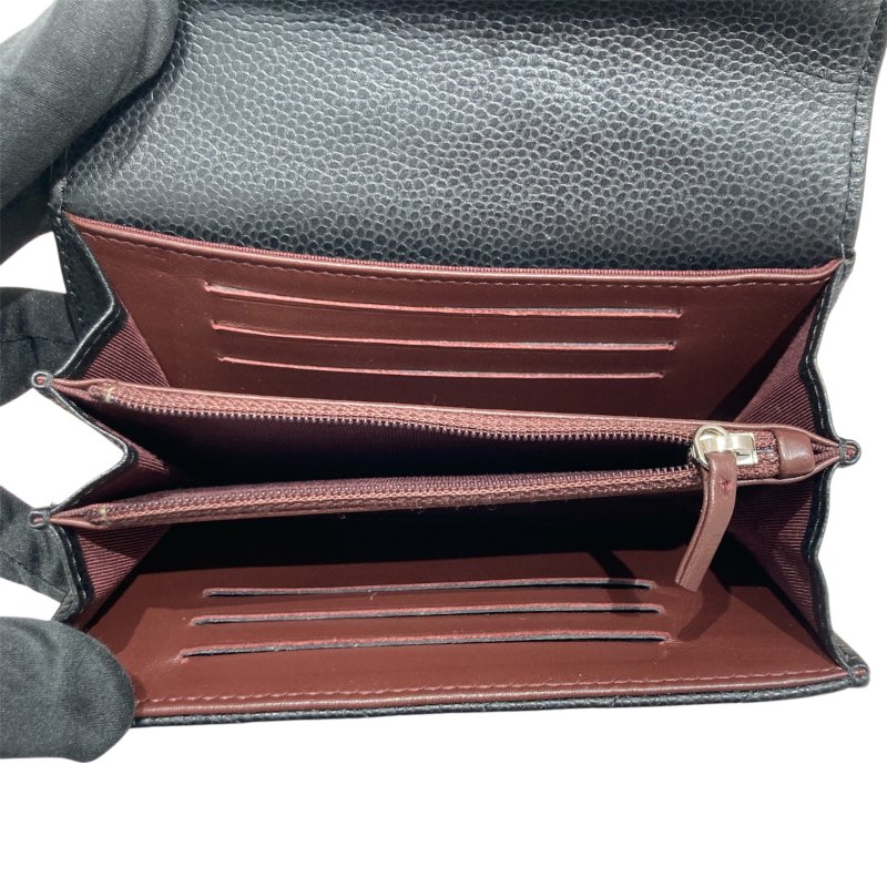 CHANEL 香奈兒 荔枝牛皮 三折 山形紋 中夾 黑銀-15