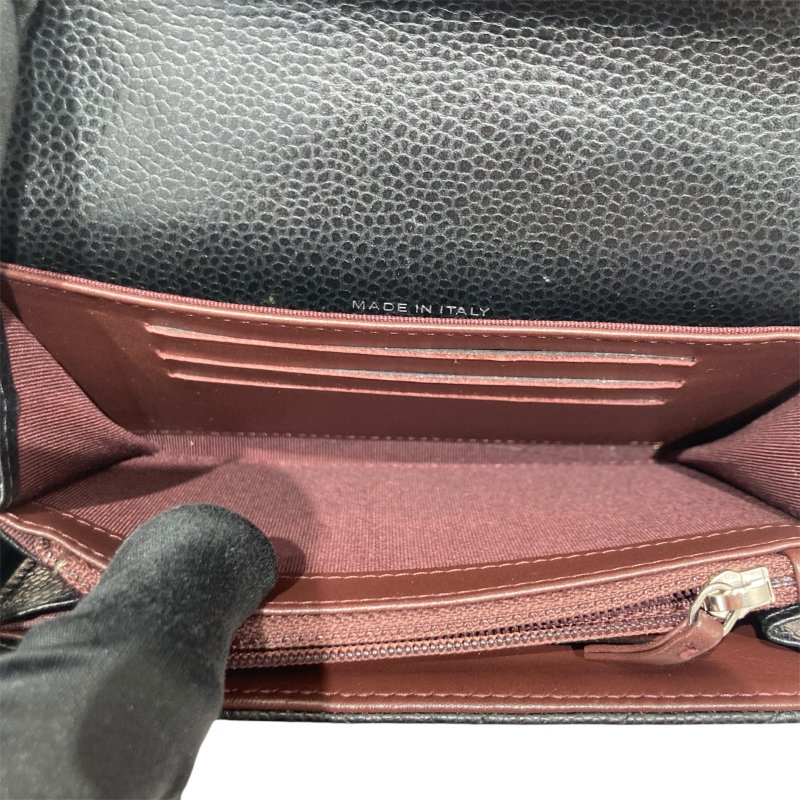 CHANEL 香奈兒 荔枝牛皮 三折 山形紋 中夾 黑銀-16