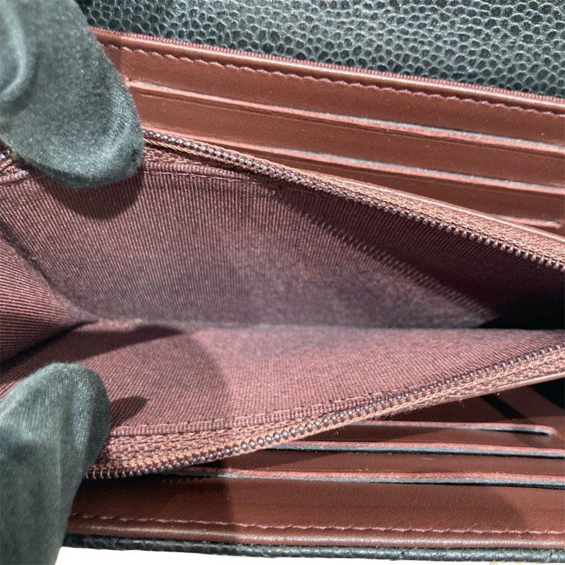 CHANEL 香奈兒 荔枝牛皮 三折 山形紋 中夾 黑銀-17