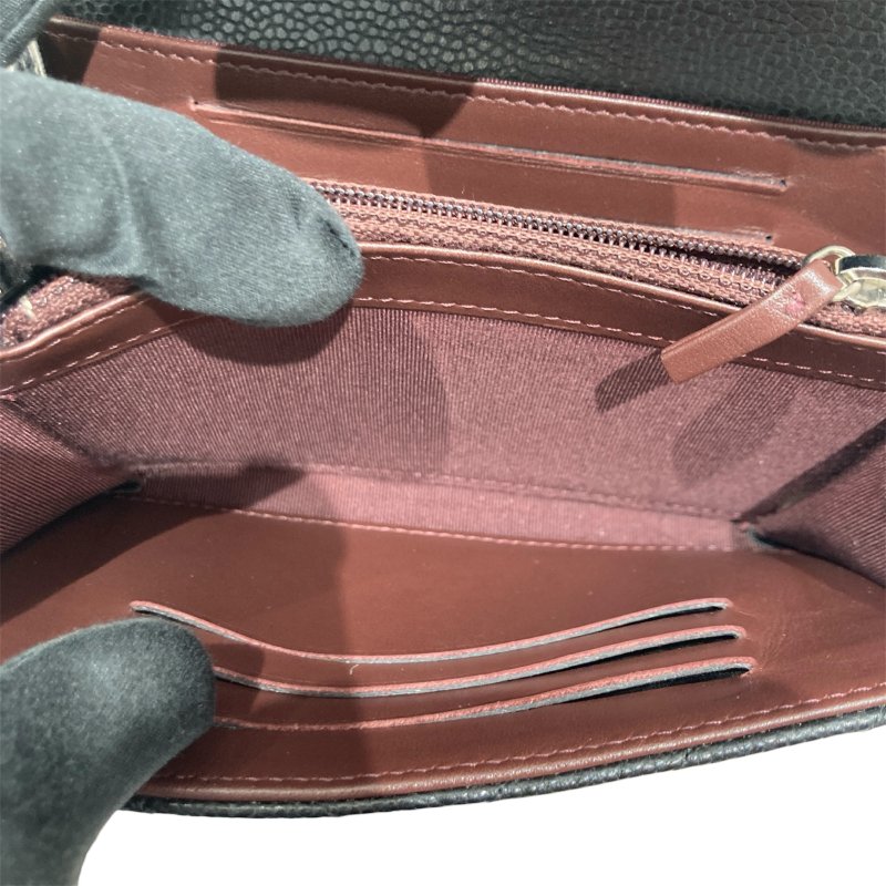 CHANEL 香奈兒 荔枝牛皮 三折 山形紋 中夾 黑銀-18