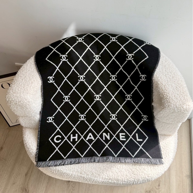 Chanel 黑色菱格紋圍巾-4