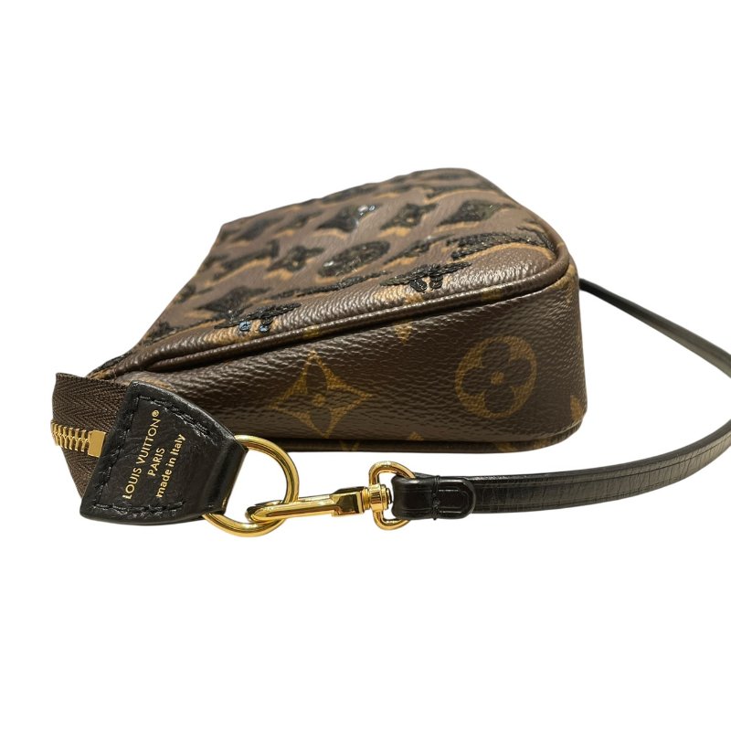 LOUIS VUITTON 路易威登 M26473 POCHETTE ACCESSOIRES 麻將包 PVC帆布 亮片老花 棕色-3