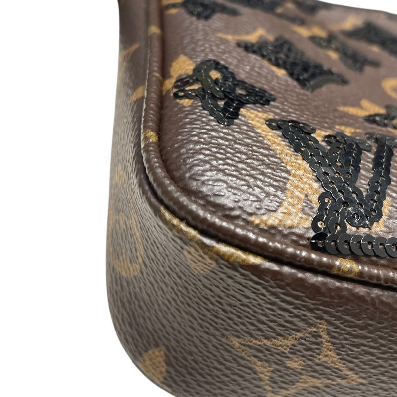 LOUIS VUITTON 路易威登 M26473 POCHETTE ACCESSOIRES 麻將包 PVC帆布 亮片老花 棕色-6