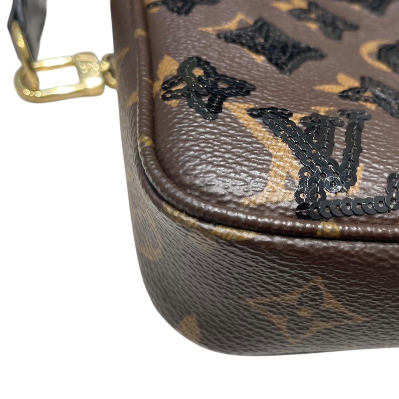 LOUIS VUITTON 路易威登 M26473 POCHETTE ACCESSOIRES 麻將包 PVC帆布 亮片老花 棕色-8