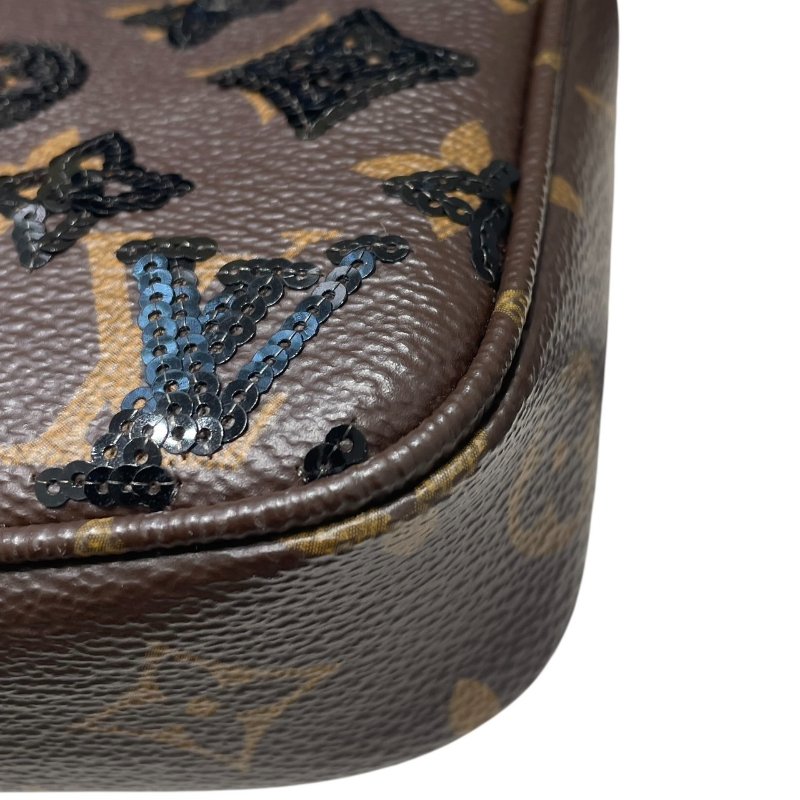 LOUIS VUITTON 路易威登 M26473 POCHETTE ACCESSOIRES 麻將包 PVC帆布 亮片老花 棕色-9