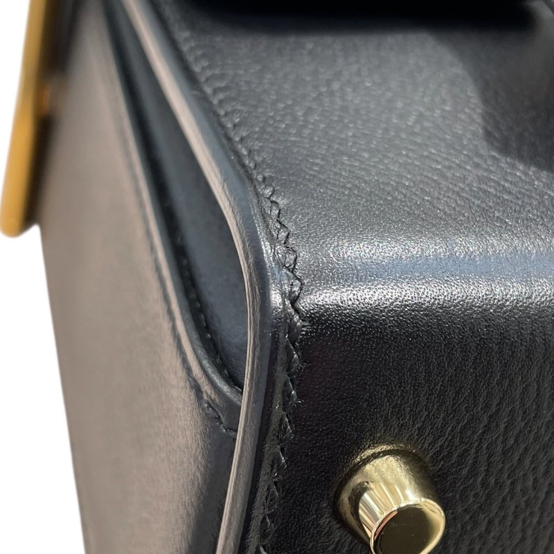 HERMES 愛馬仕 NEW DRAG 22 兩用醫師包 皮革 黑色 金釦-6