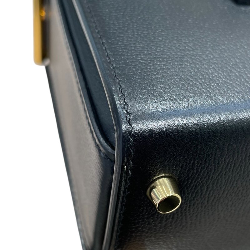 HERMES 愛馬仕 NEW DRAG 22 兩用醫師包 皮革 黑色 金釦-8