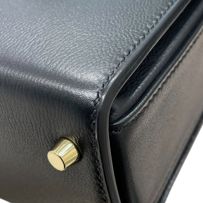 HERMES 愛馬仕 NEW DRAG 22 兩用醫師包 皮革 黑色 金釦-9