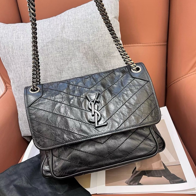 YSL黑銀niki 中號新款D扣-0