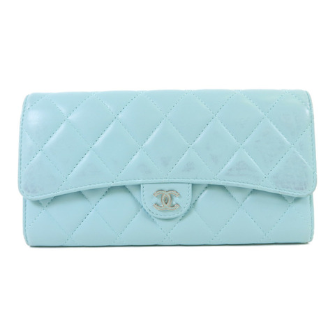 CHANEL 羊皮皮革Long Wallet銀扣長錢包