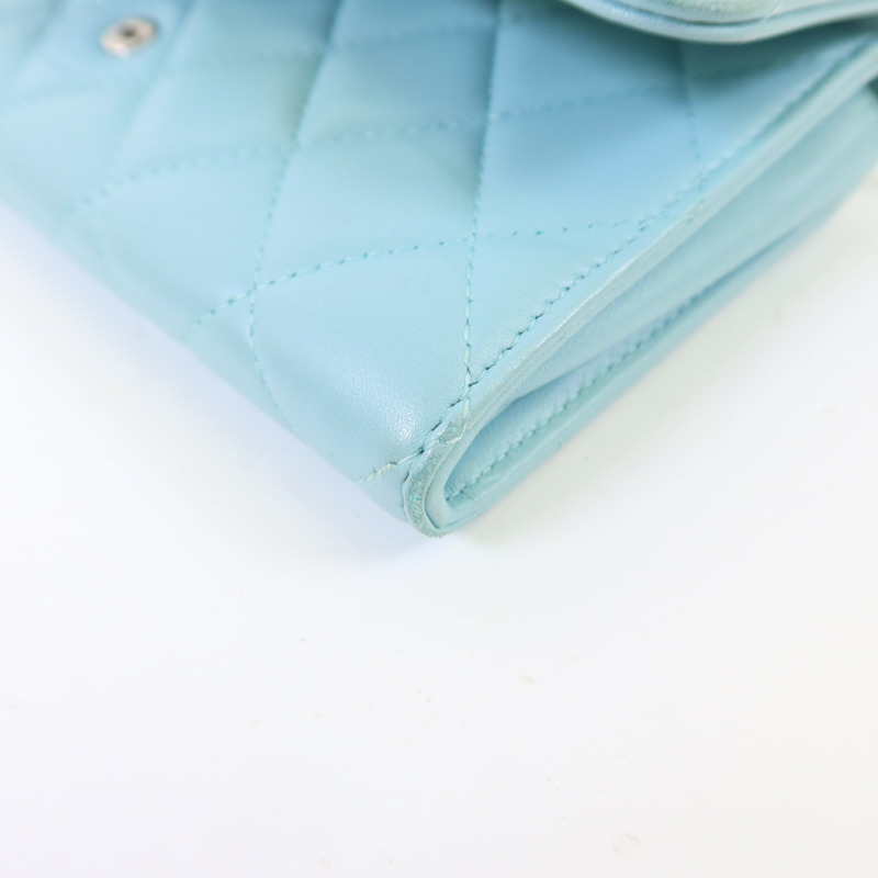 CHANEL 羊皮皮革Long Wallet銀扣長錢包-9