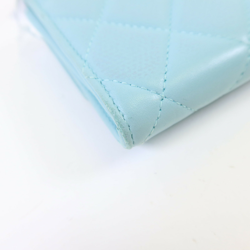 CHANEL 羊皮皮革Long Wallet銀扣長錢包-12