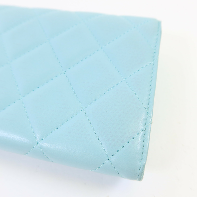 CHANEL 羊皮皮革Long Wallet銀扣長錢包-14