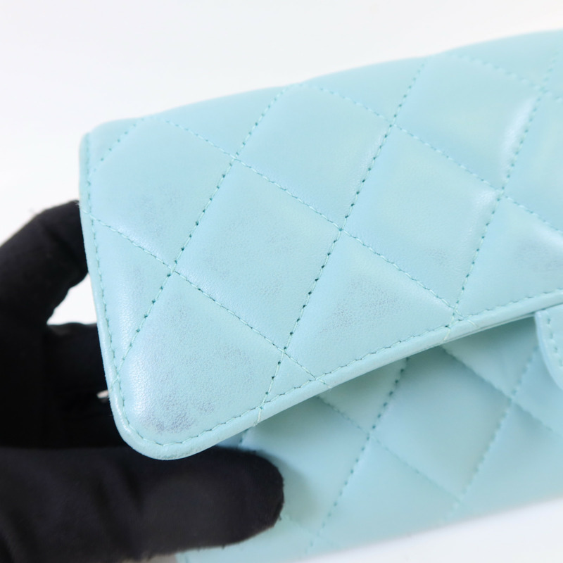 CHANEL 羊皮皮革Long Wallet銀扣長錢包-16