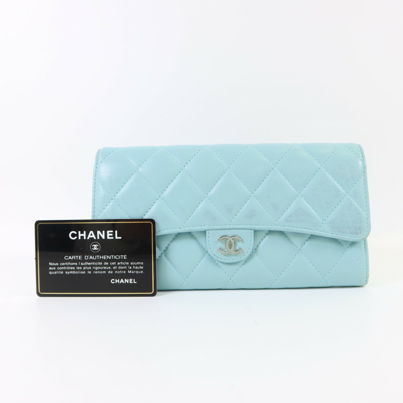 CHANEL 羊皮皮革Long Wallet銀扣長錢包-23