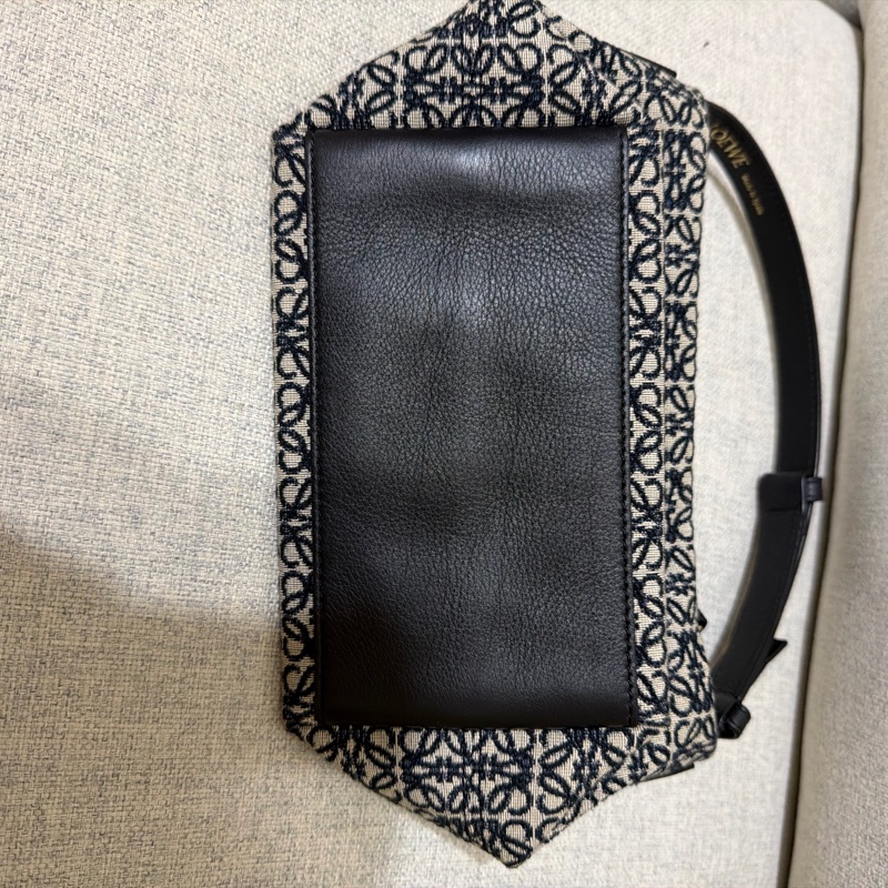 Loewe LOEWE Cubi 緹花帆布小牛皮 小號飯盒包 海軍藍-7