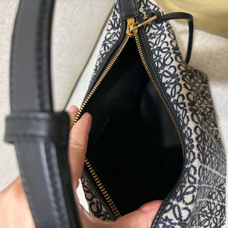 Loewe LOEWE Cubi 緹花帆布小牛皮 小號飯盒包 海軍藍-8
