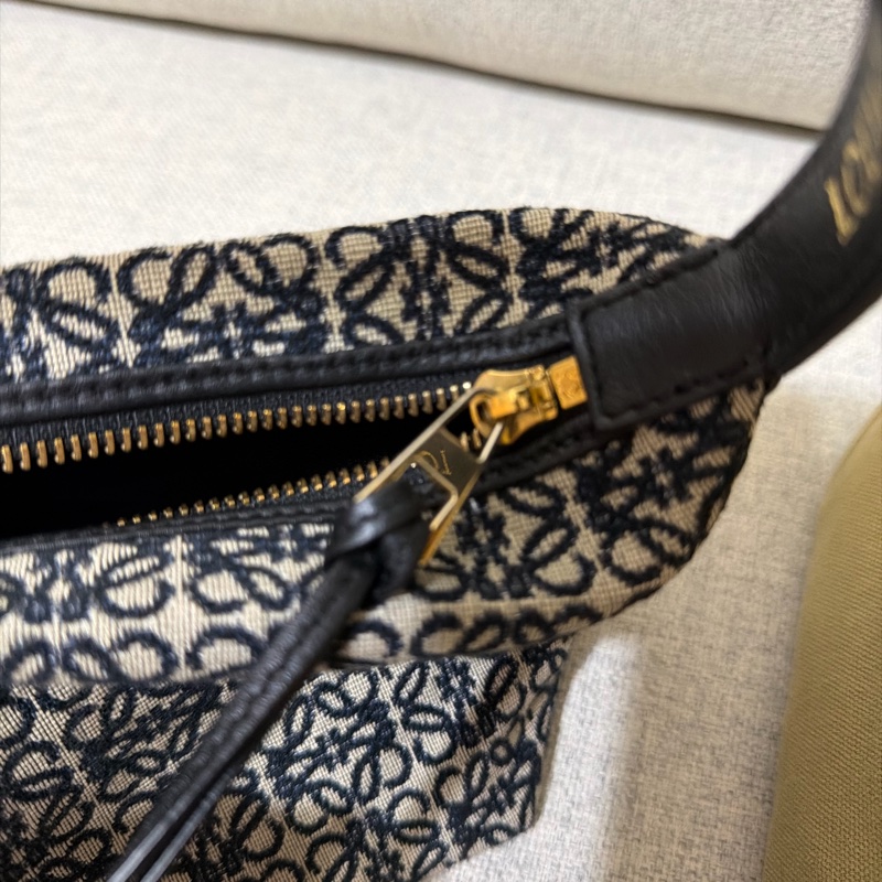 Loewe LOEWE Cubi 緹花帆布小牛皮 小號飯盒包 海軍藍-9