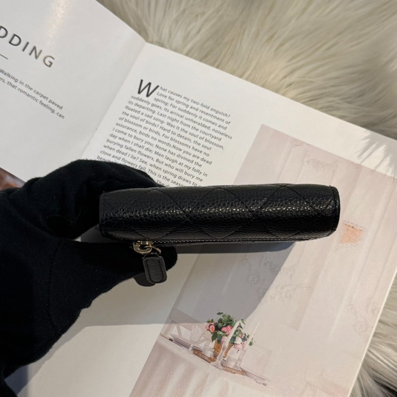 香奈兒 黑金三折短夾-5