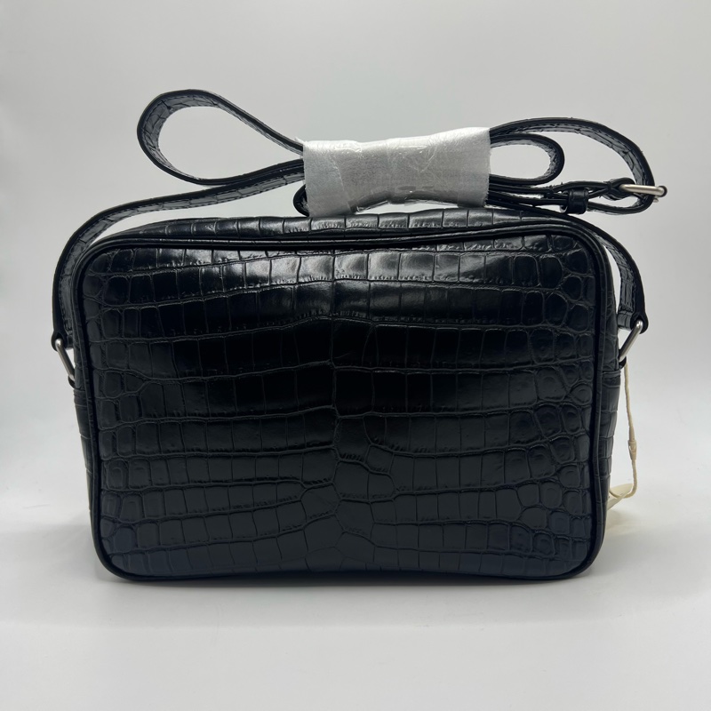 SAINT LAURENT 圣罗兰 YSL 黑色鳄鱼压纹相机包 男女同款单 尺寸 24*16*6.5cm-1