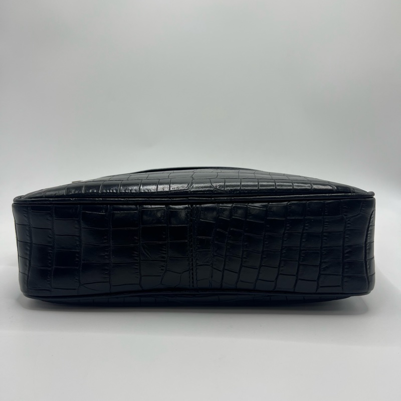 SAINT LAURENT 圣罗兰 YSL 黑色鳄鱼压纹相机包 男女同款单 尺寸 24*16*6.5cm-2