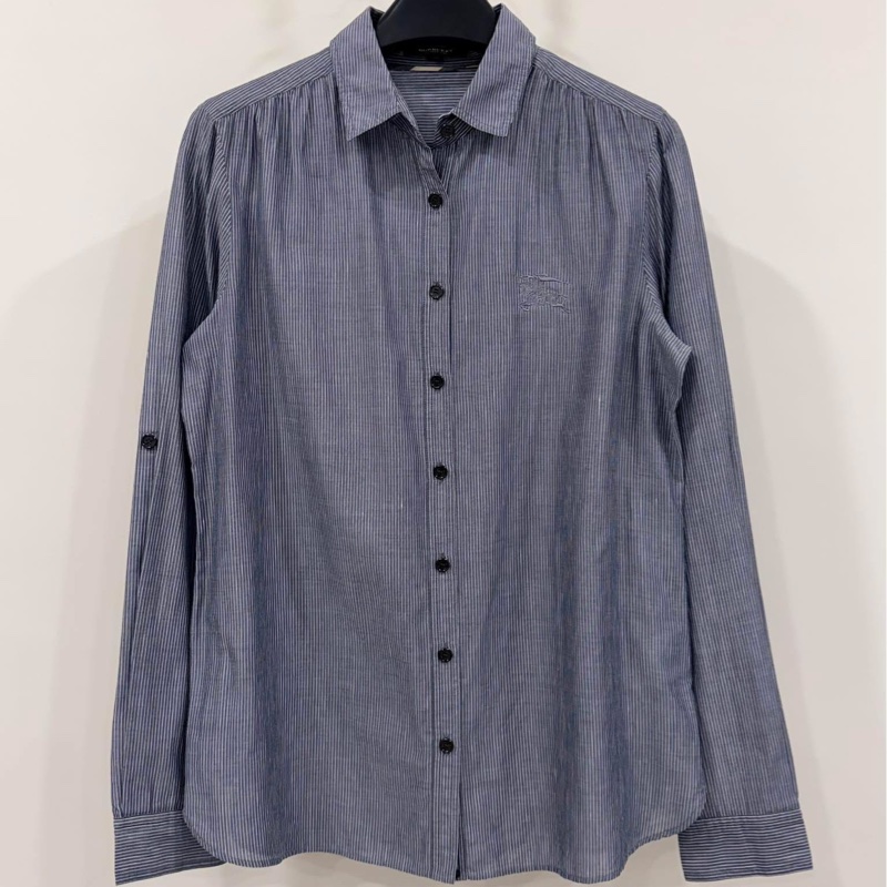 BURBERRY 倫敦 直條紋大戰馬刺繡襯衫-0