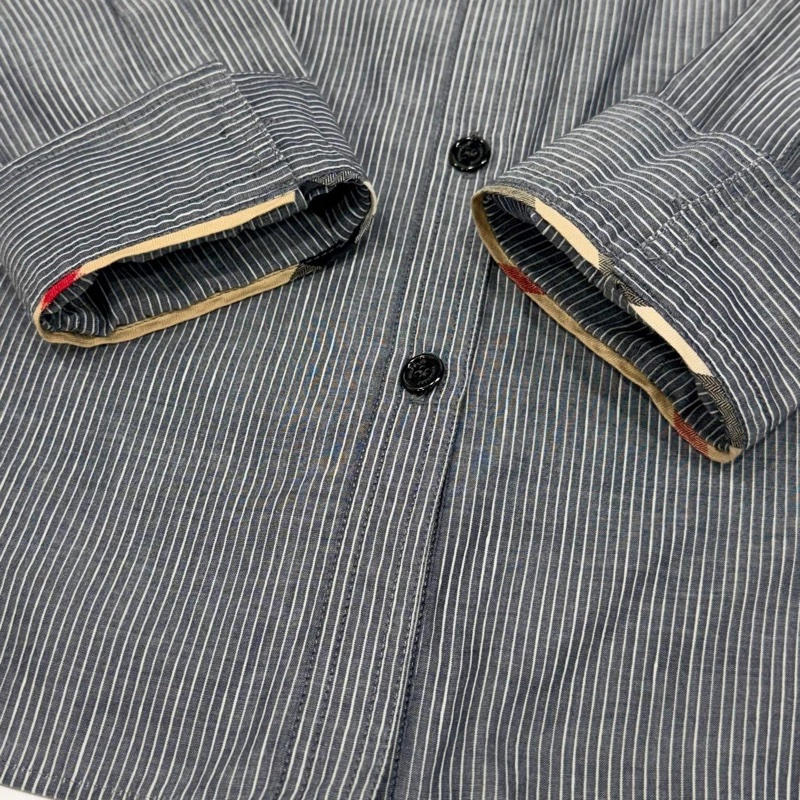 BURBERRY 倫敦 直條紋大戰馬刺繡襯衫-4