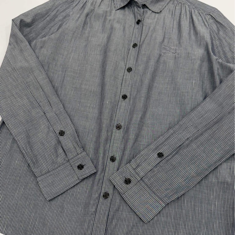 BURBERRY 倫敦 直條紋大戰馬刺繡襯衫-5