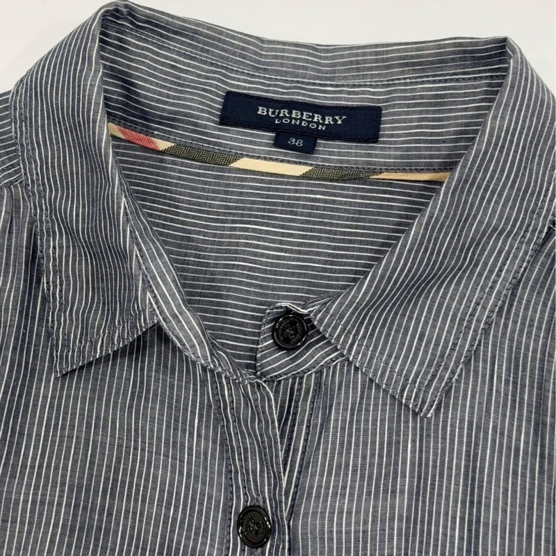 BURBERRY 倫敦 直條紋大戰馬刺繡襯衫-8