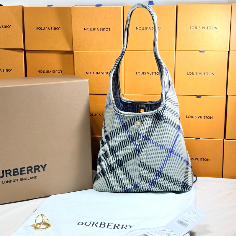 ✨全新盒裝 Burberry2025新款 巴寶莉 格紋針織hobo包 肩背/手提包 （原價55000-0