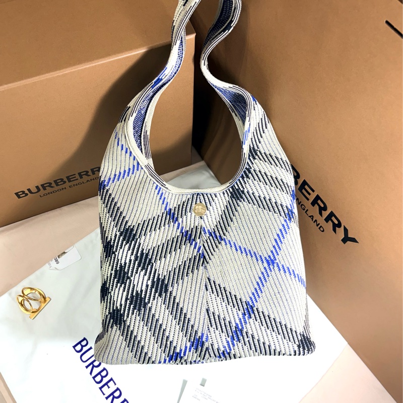 ✨全新盒裝 Burberry2025新款 巴寶莉 格紋針織hobo包 肩背/手提包 （原價55000-3