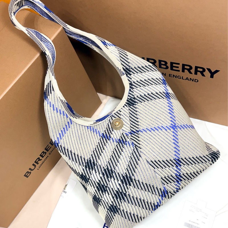 ✨全新盒裝 Burberry2025新款 巴寶莉 格紋針織hobo包 肩背/手提包 （原價55000-4