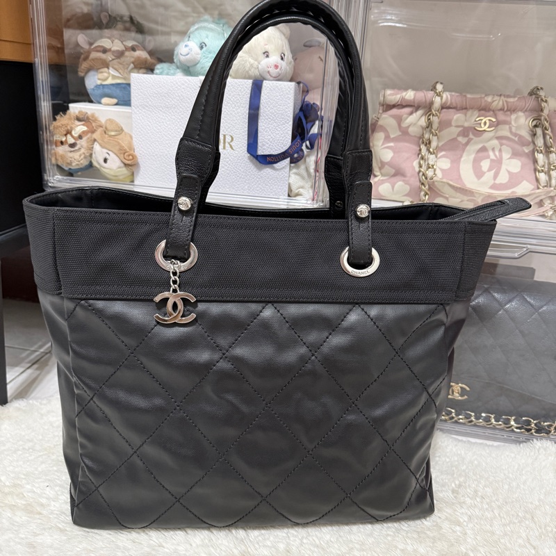 未使用9新✨是一顆公事包 也可以是一顆媽媽包 香奈兒chanel黑色肩背 托特-72