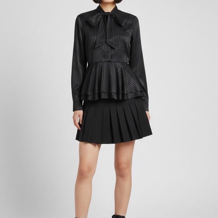 BURBERRY 新標 滿版TB 直條紋桑蠶絲上衣-0