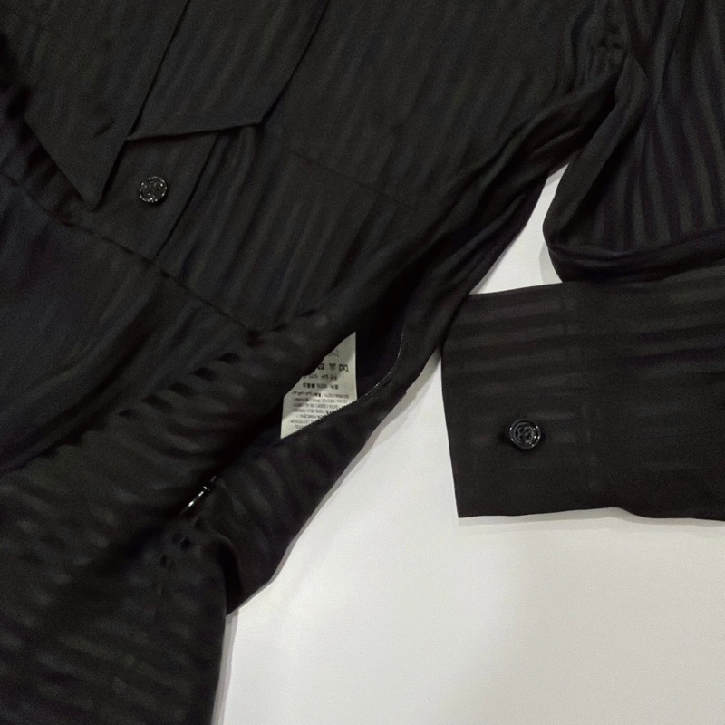 BURBERRY 新標 滿版TB 直條紋桑蠶絲上衣-6