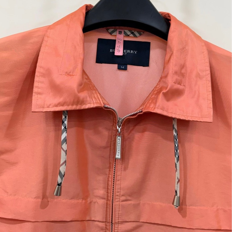 BURBERRY 倫敦 鮭魚粉色格紋抽繩薄款背心-3