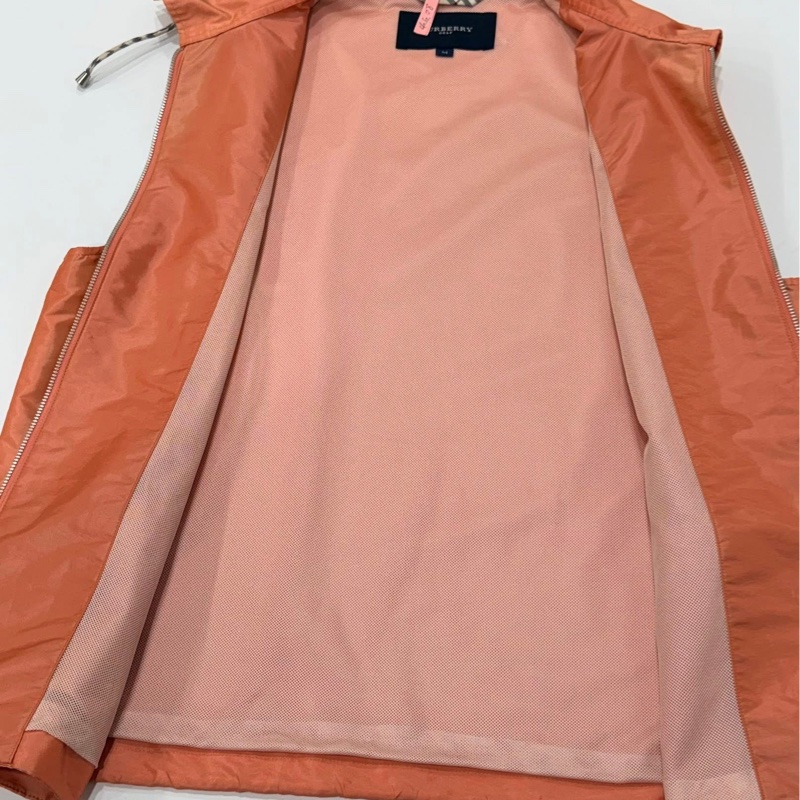 BURBERRY 倫敦 鮭魚粉色格紋抽繩薄款背心-7