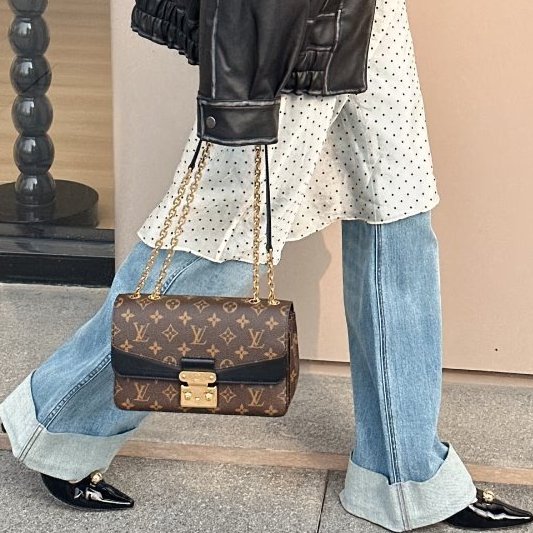 Louis Vuitton - 原花金釦下蓋Marceau肩側背包-0